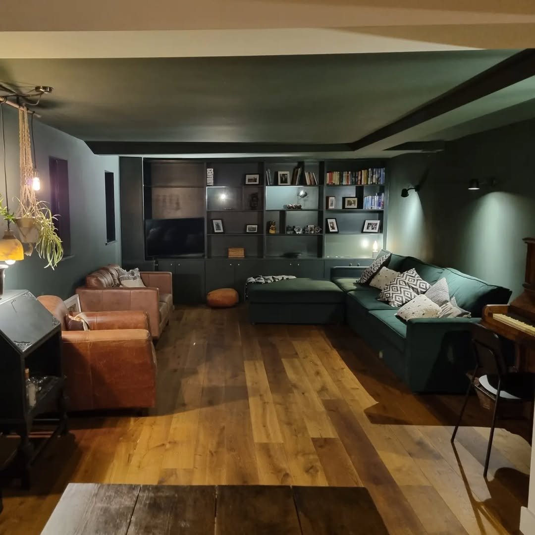 1 Dark Green Luxury Basement Living Room