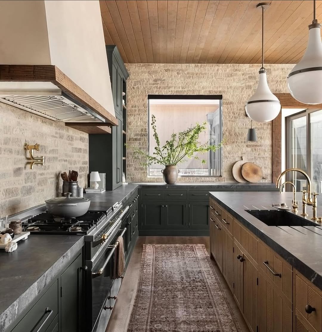 10 Dark Layered Neutral Kitchen Cabinetry