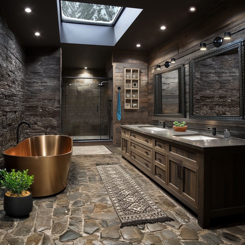 11 Cabin Bathrooms with a Moody Luxe Feel