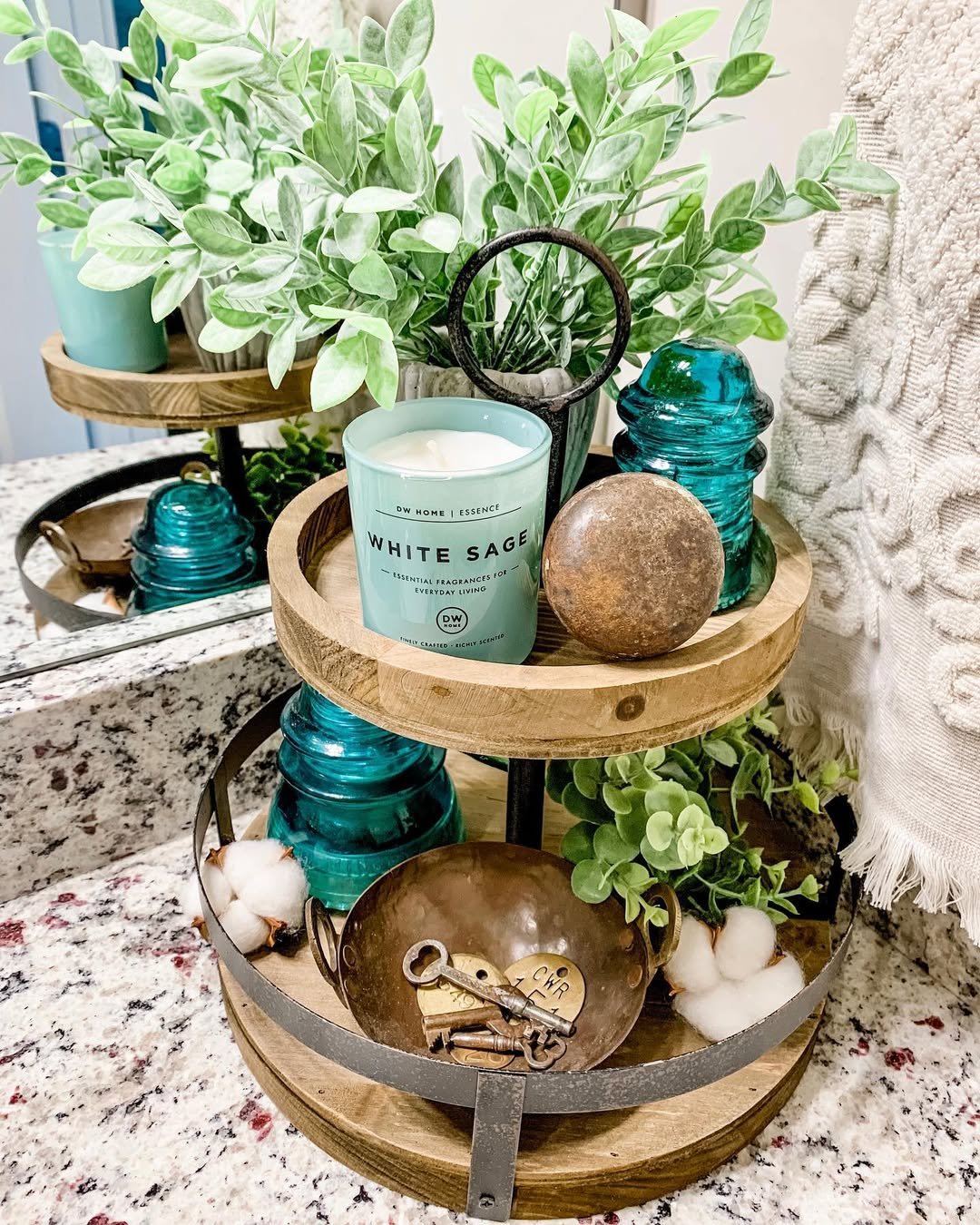 12 Rustic Tier Display with Green Accent