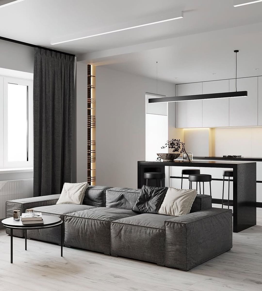 12 Sleek Living Room in Monochrome