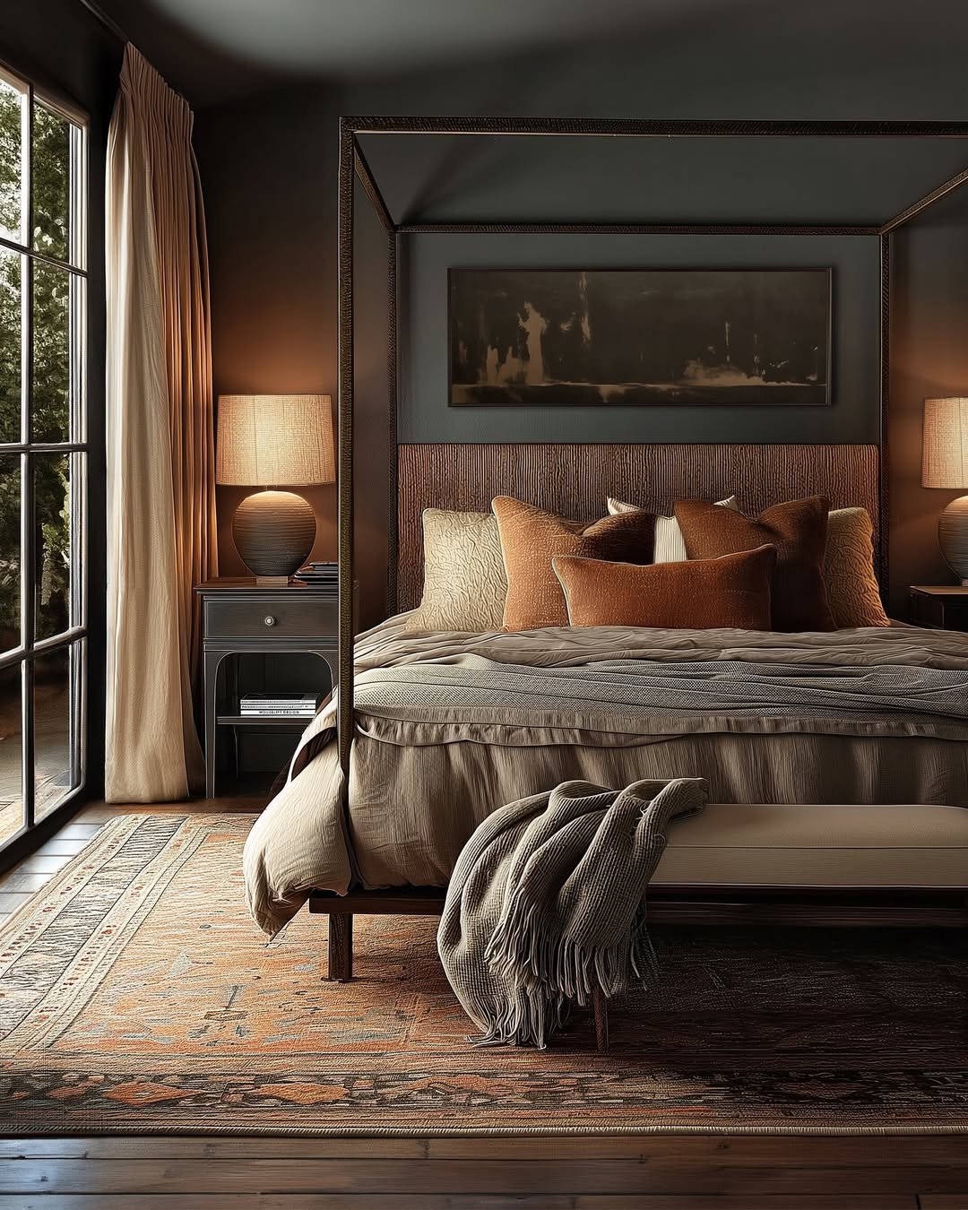 12 Warm Rust Bedroom Designs with Canopies