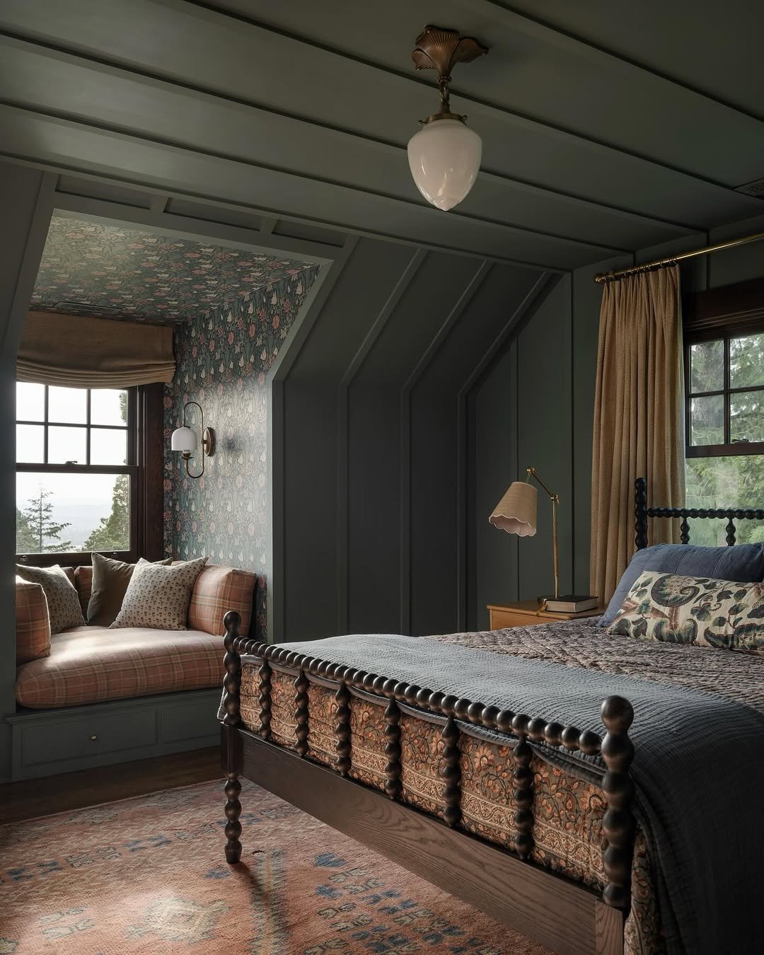 2 cottage nooks with a moody bedroom feel