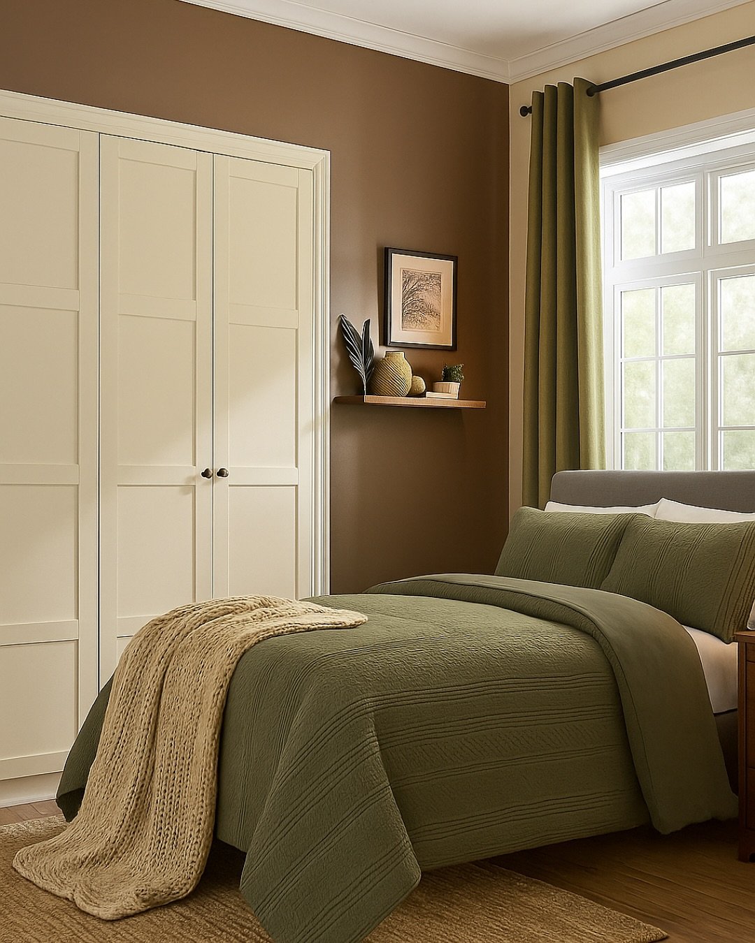 20 Olive and Brown Cottage Room
