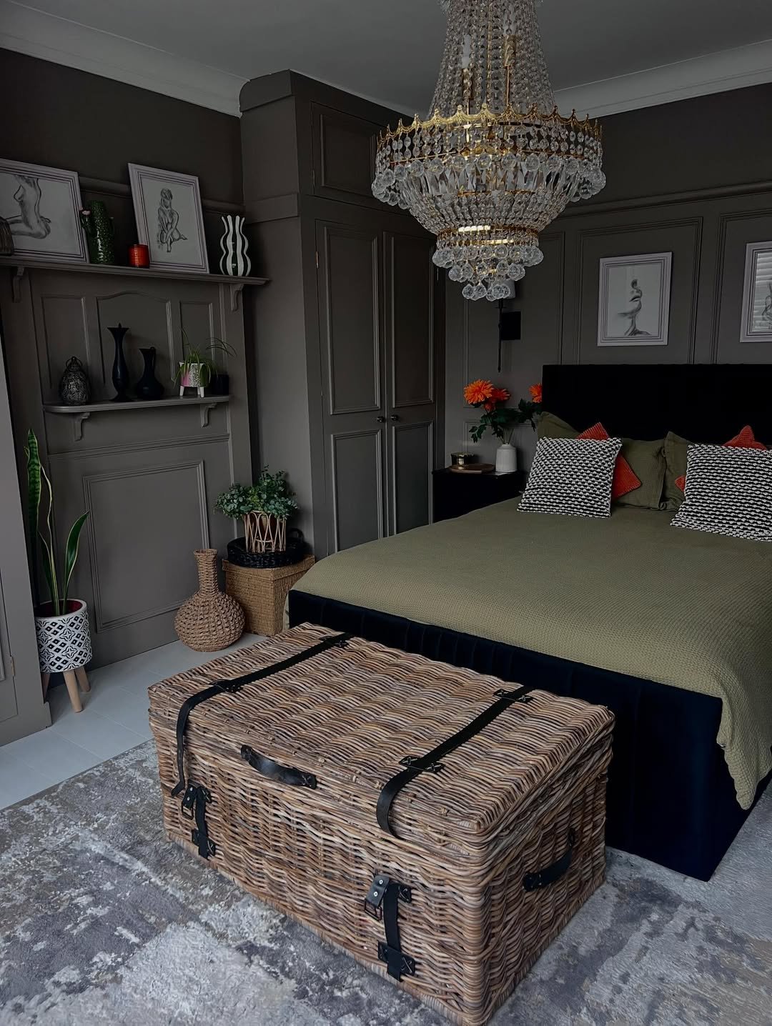 3 Classic Charcoal Dark Feminine Bedroom