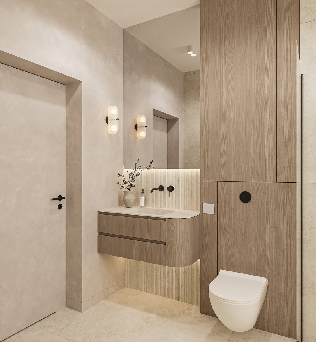 3 Japandi Sculpted Simplicity Bathroom