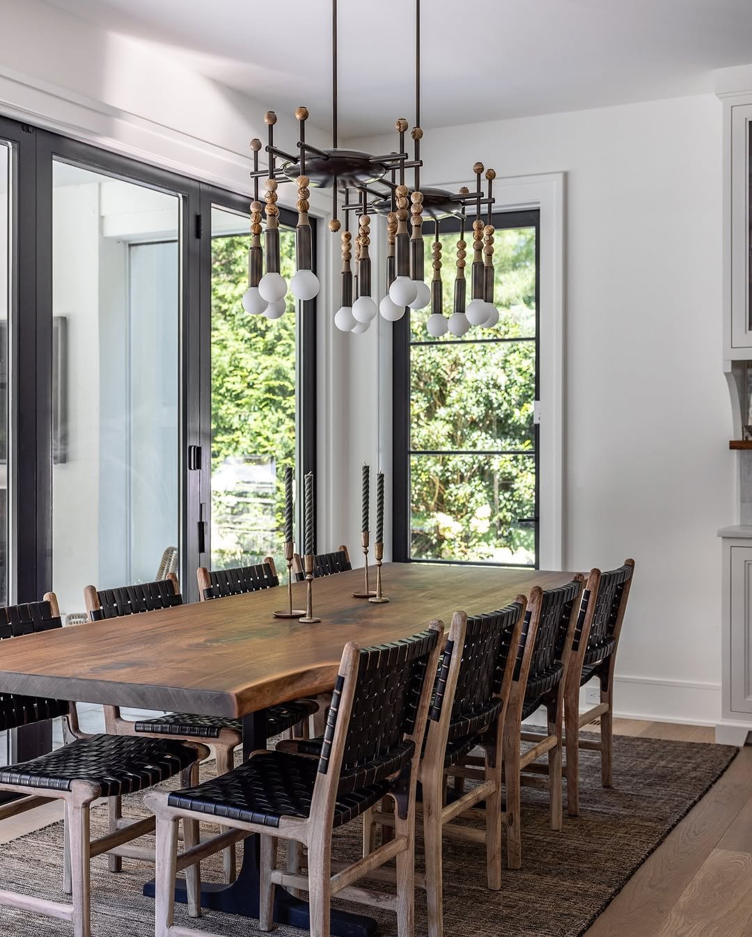 3 Mixed Materials Rustic Sculptural Dining Chairs