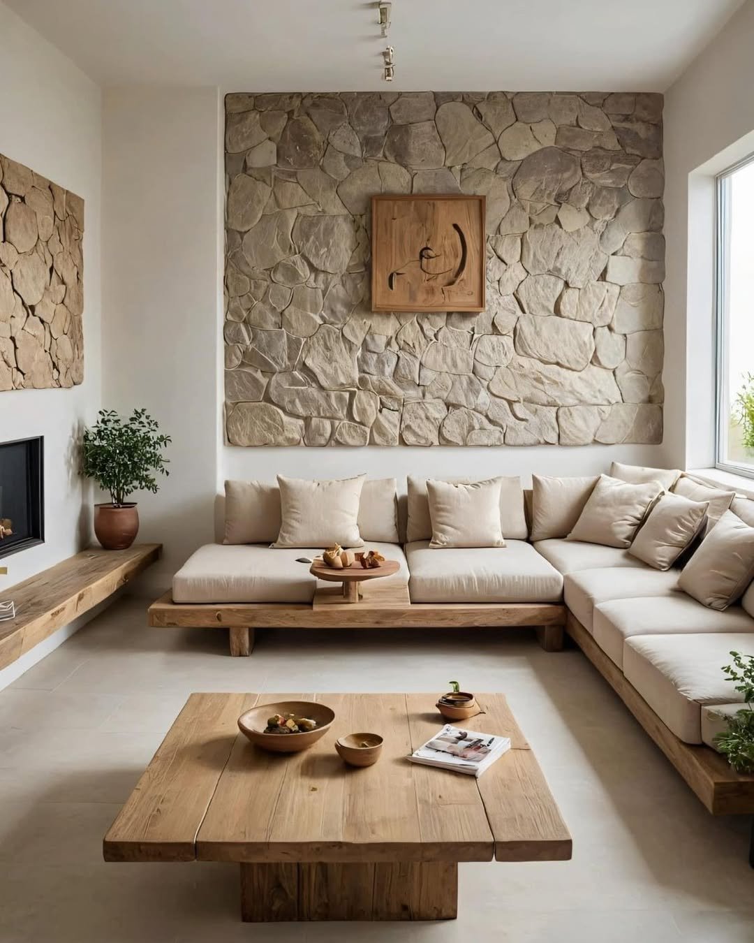 4 Japandi Living Rooms with Stone Silence