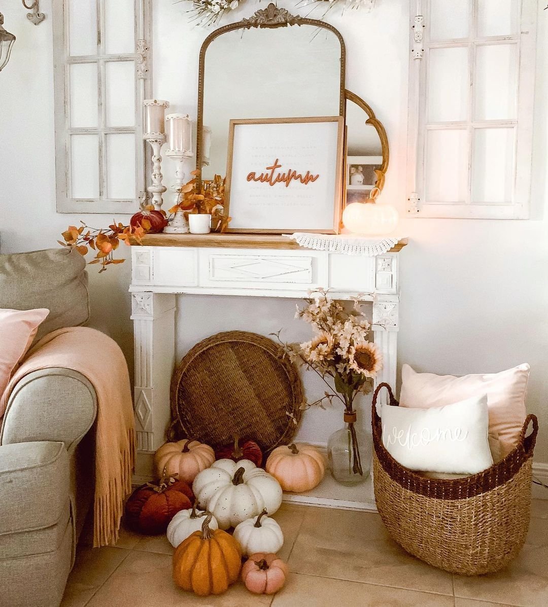 7 Autumn Corners in Soft Neutrals with a Fireplace
