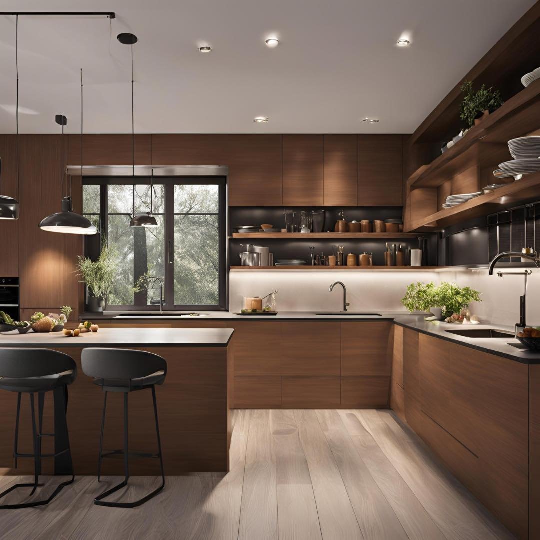 9 Soft Blended Wood-Marble Kitchens