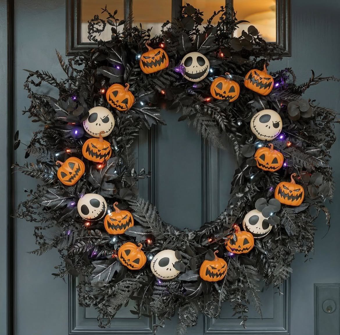 After Dark Porch Wreath Lighting