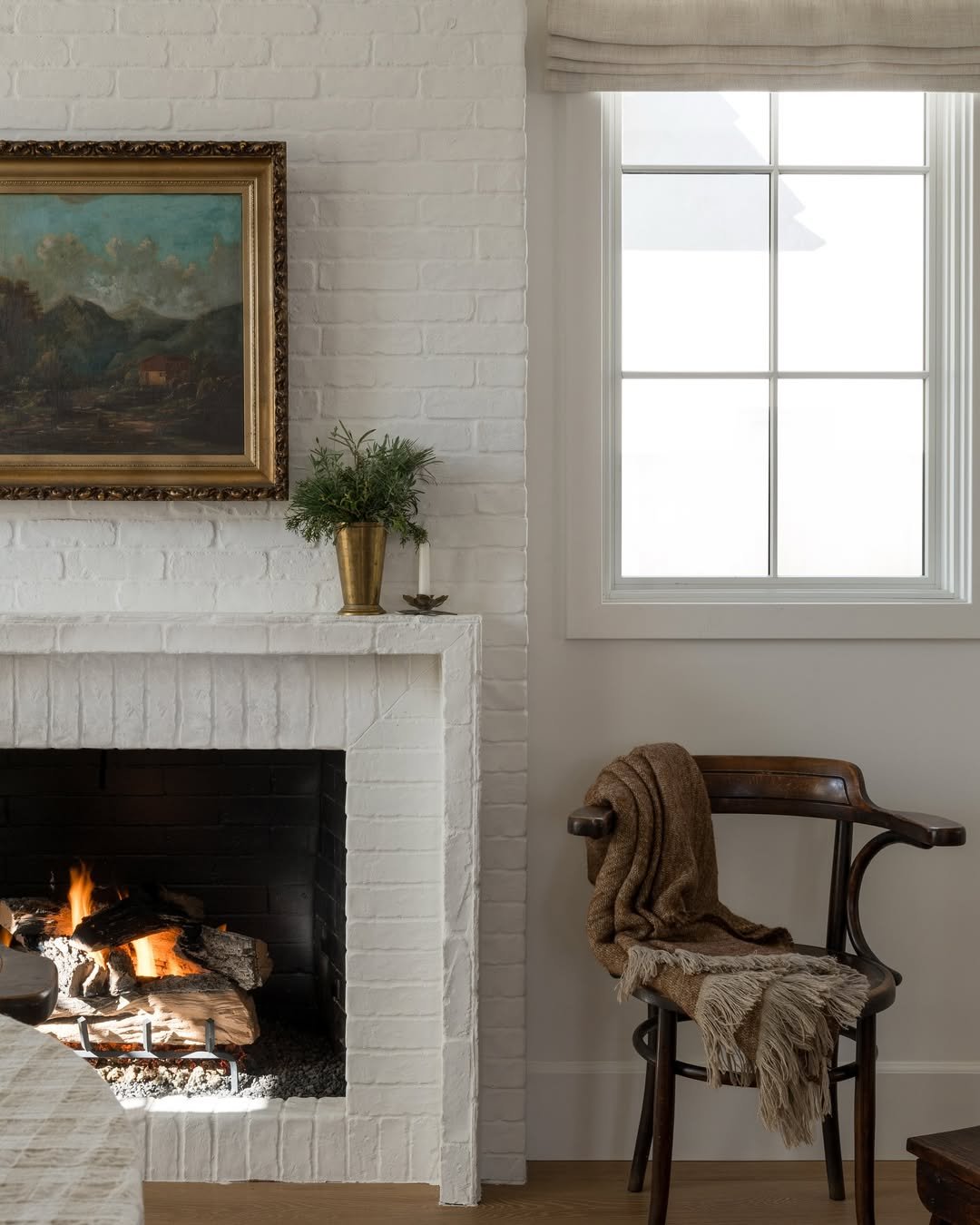 Aged White Plaster-Soft Brick Surround