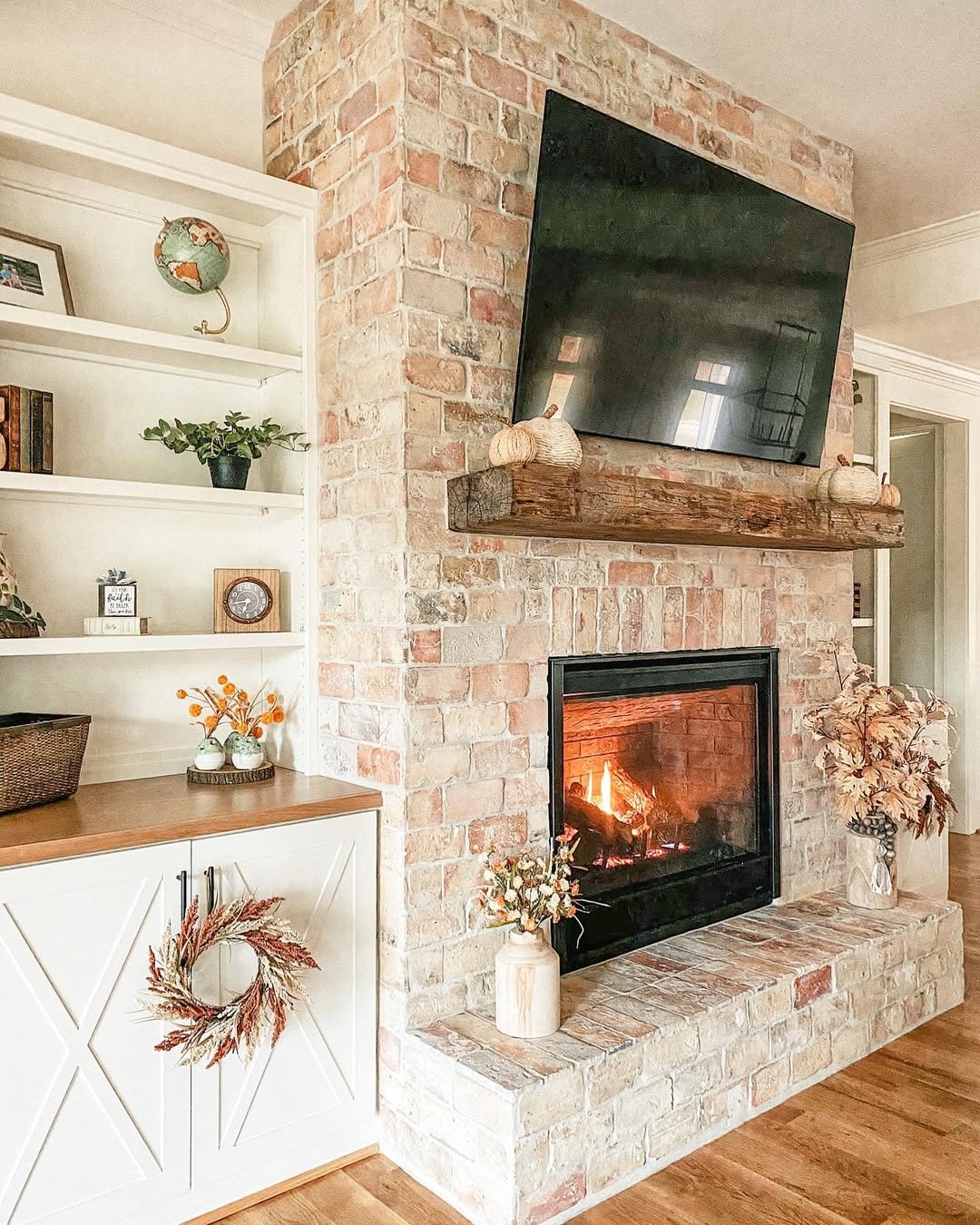 Antique Brick Fireplace Wall