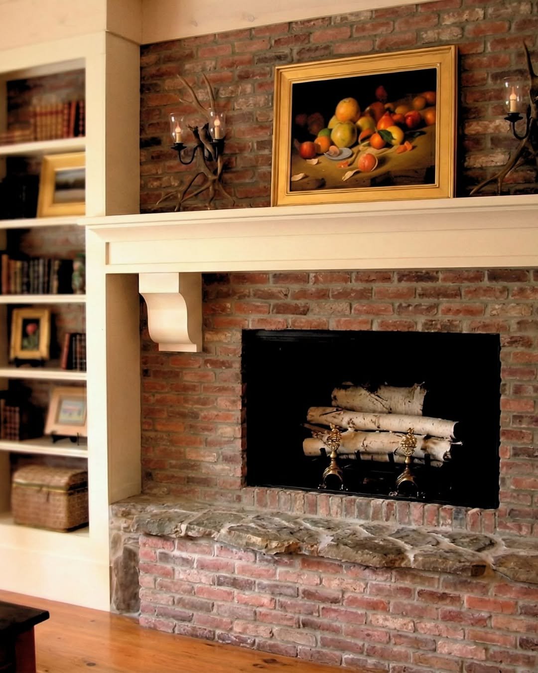 Arts and Crafts Library-Den Fireplace