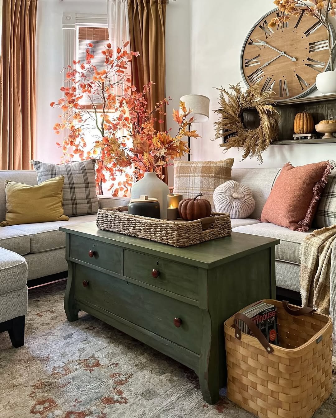 Autumn Rustic Living Room Styling With Layered Textures