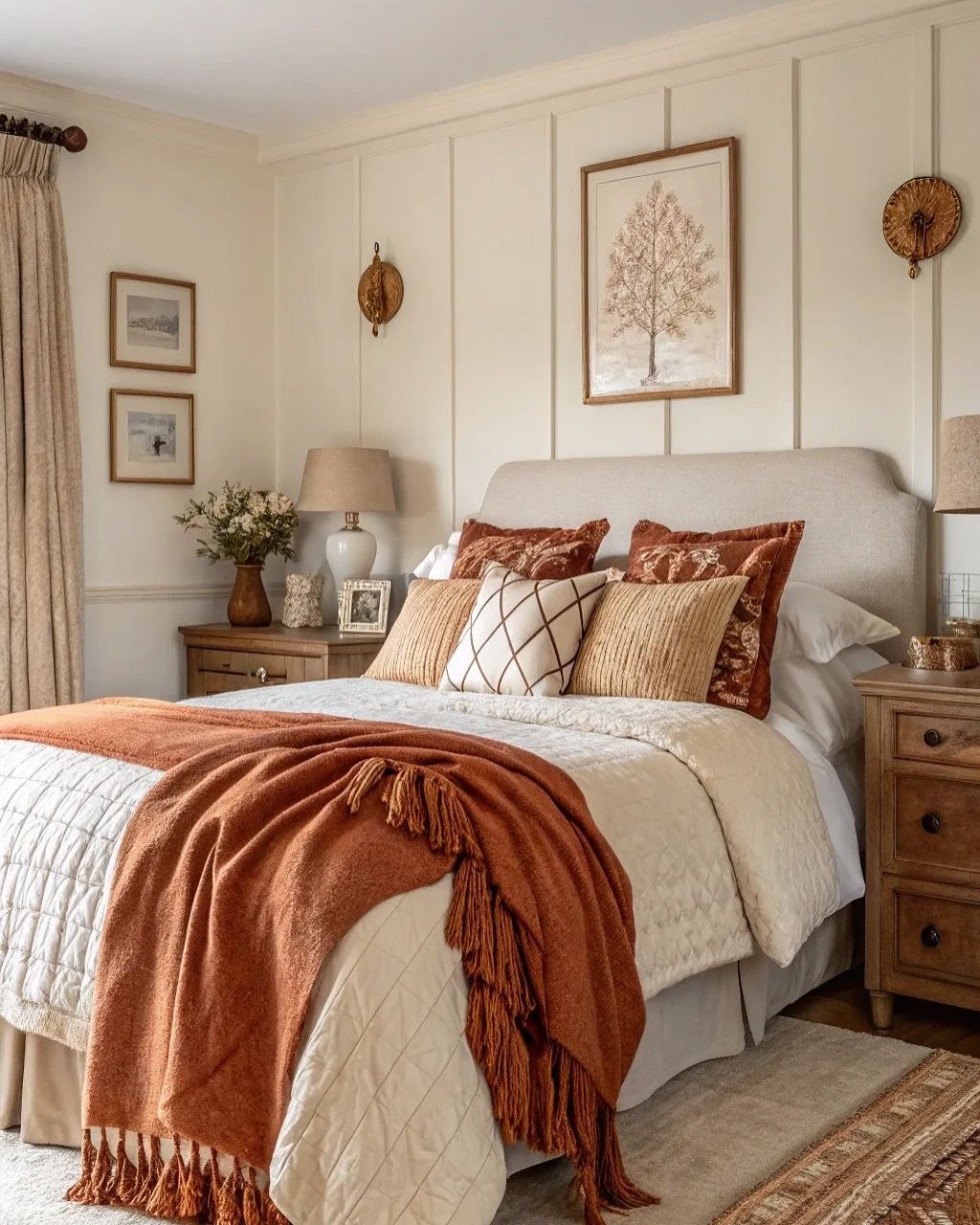 Autumn Warm Neutral Bedroom Styling