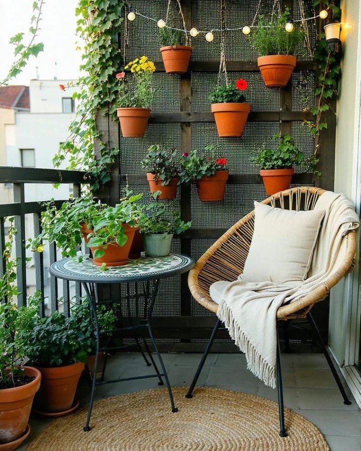 Balcony Seating with a Woven Chair
