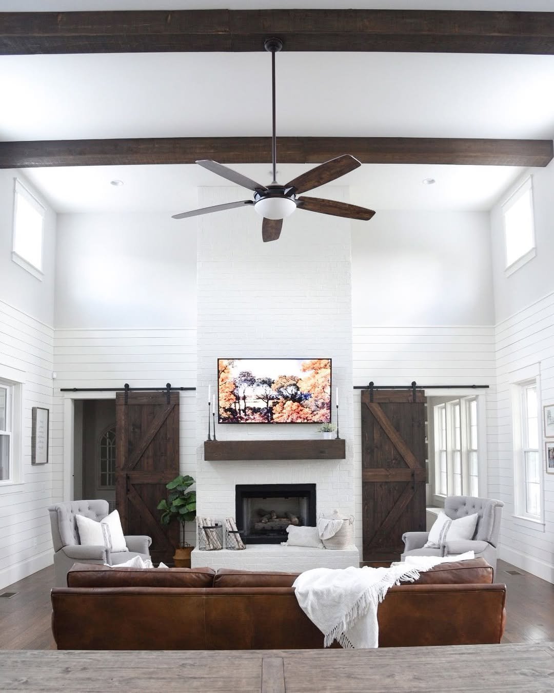 Barn Door Under a Vaulted Ceiling