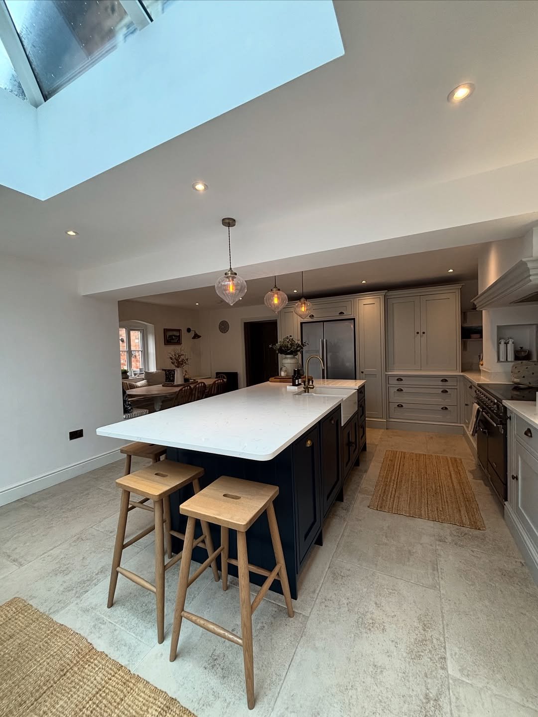 Barn Kitchen with Skylight and Navy Island