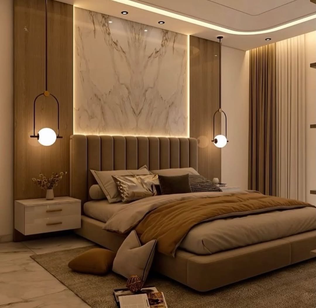 Bedroom Idea 22 with Marble and Timber
