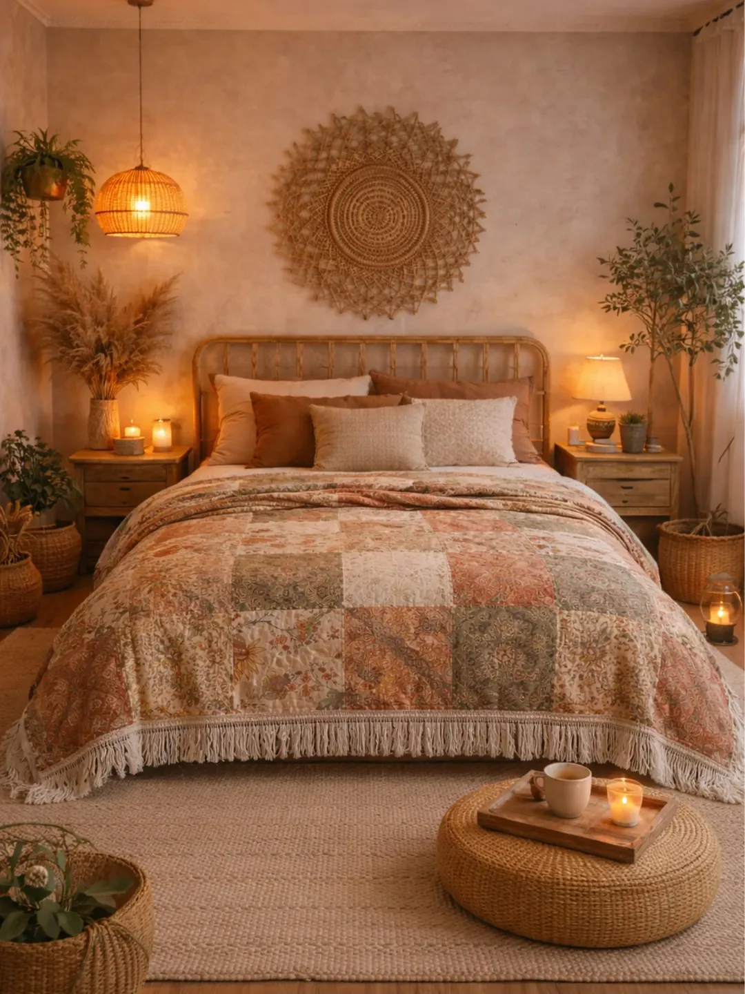 Bedroom Retreat in Warm Boho Style