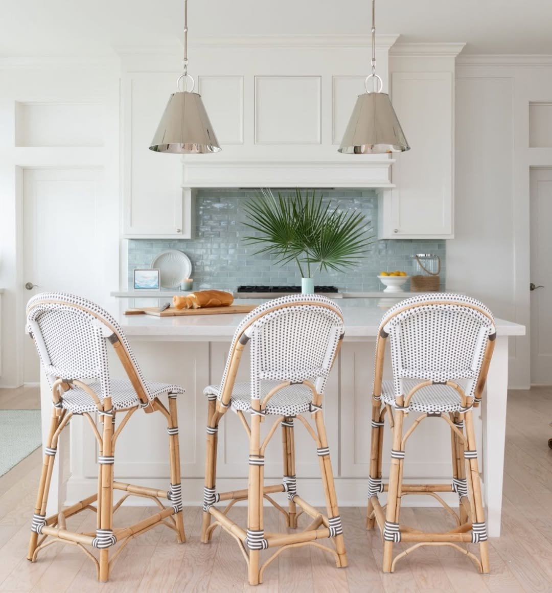 Bistro Island in White Rattan