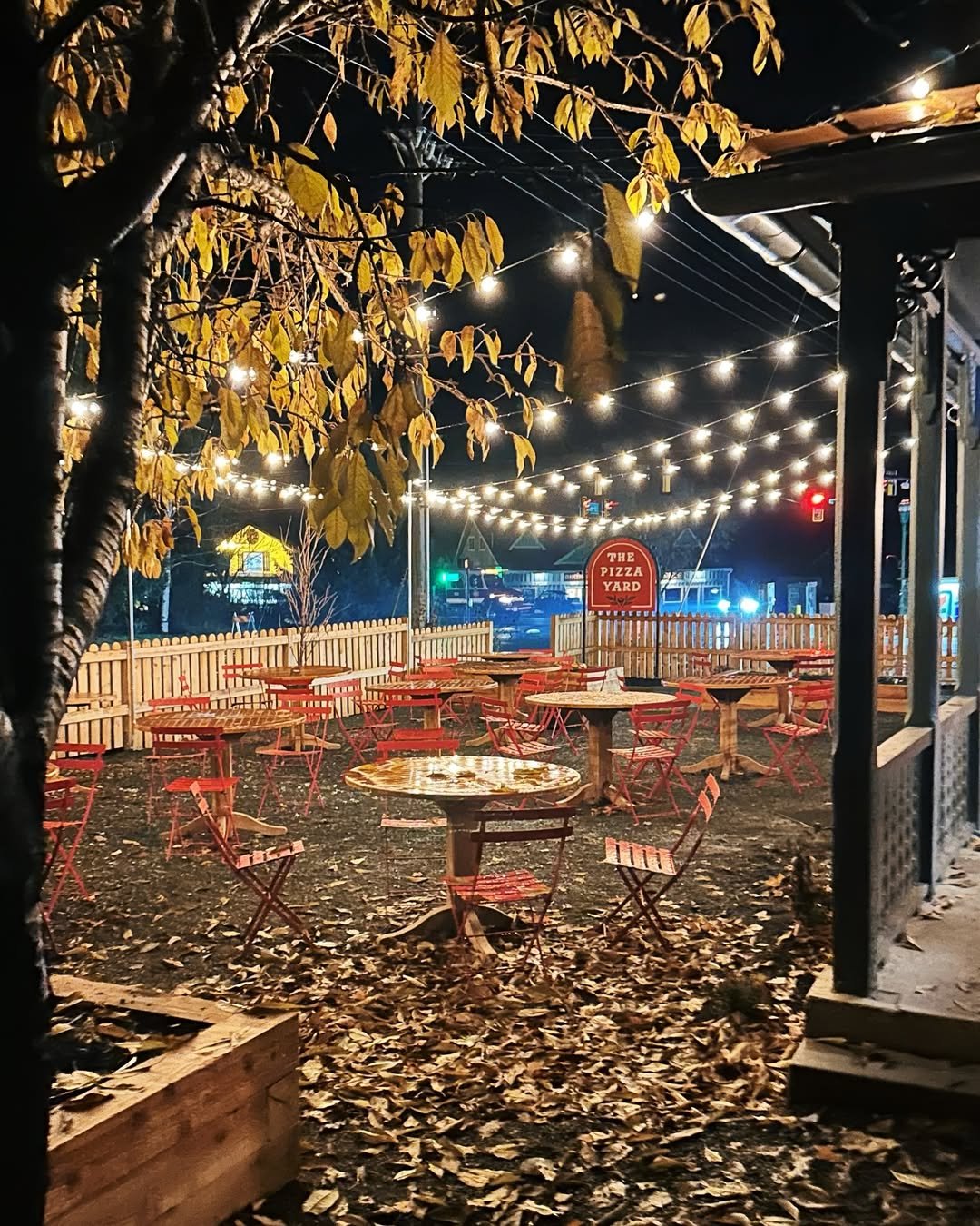 Bistro Yard with String Lights for Casual Outdoor Thanksgiving