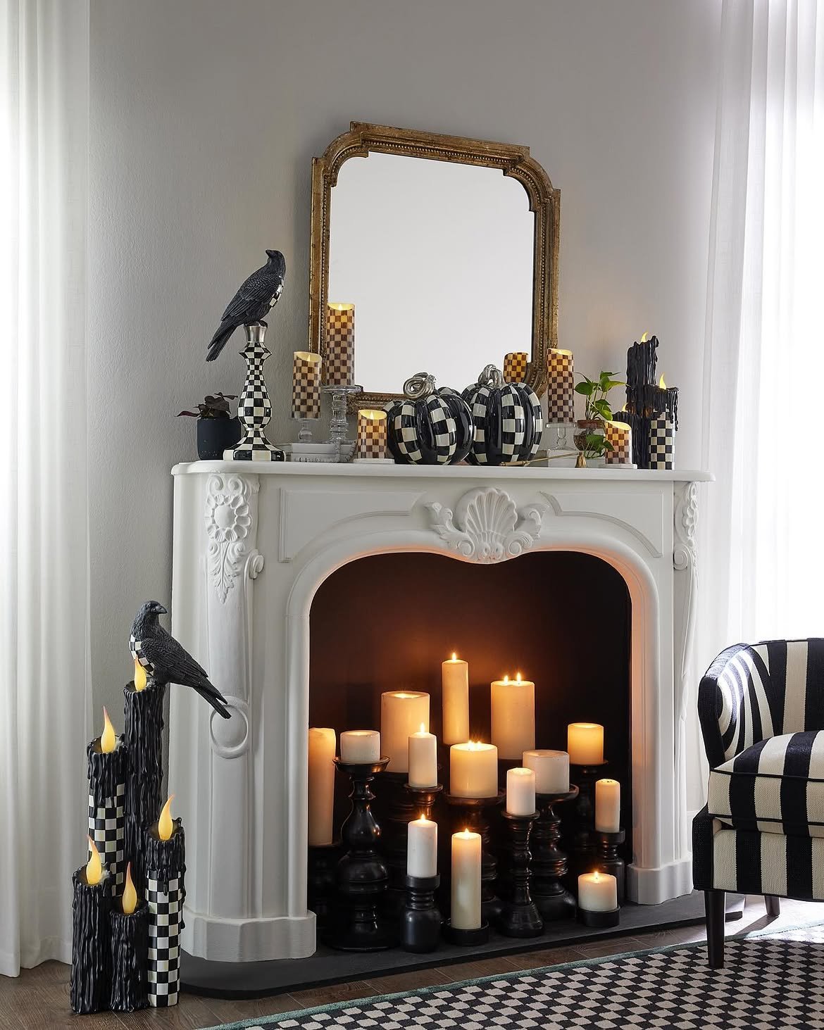 Black and White Mantel Decor