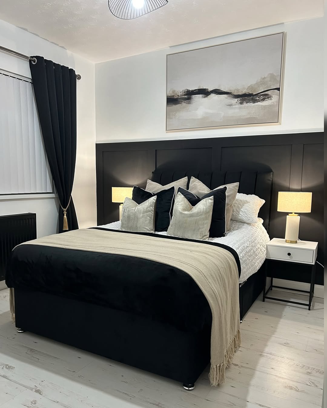 Black Cream Glam Bedroom