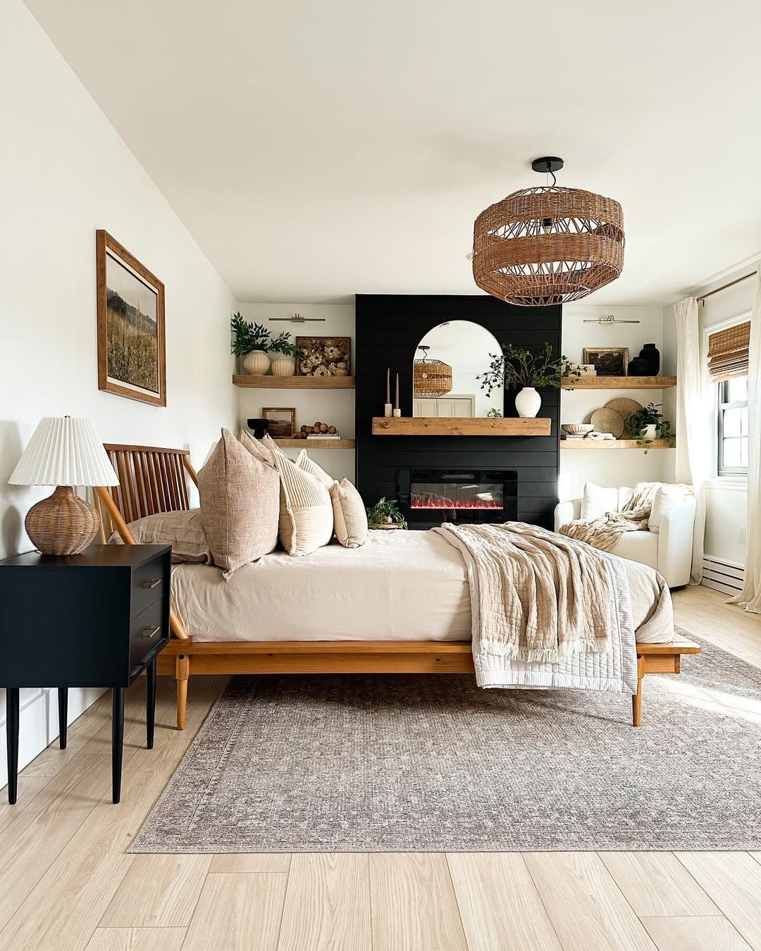 Black Fireplace Bedroom