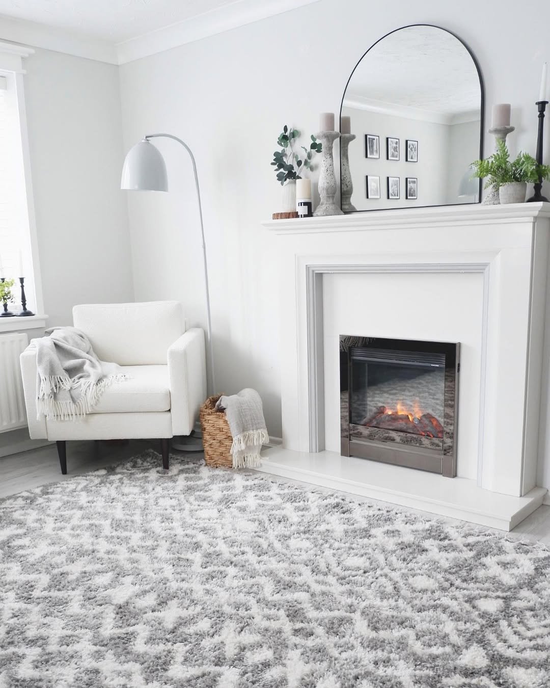Black Framed White Fireplace Mirror
