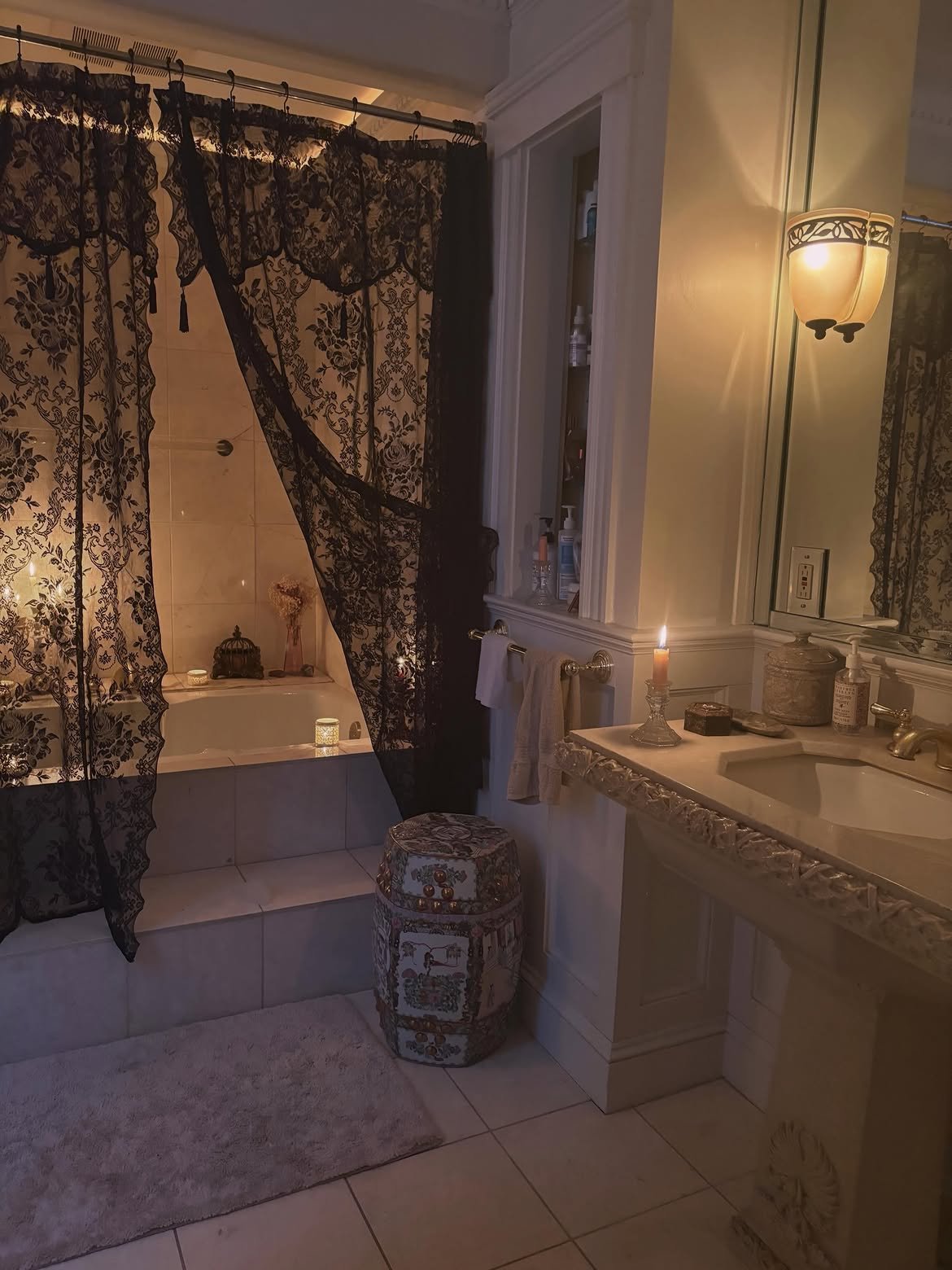 Black Lace Shower Curtain