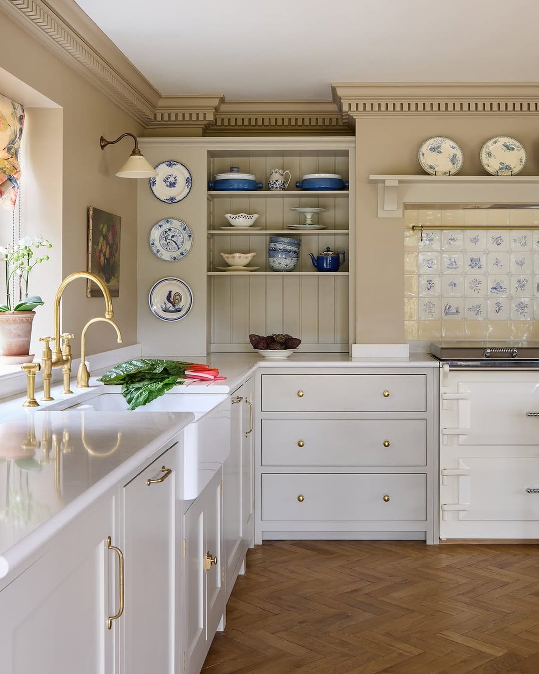 Blue and White China with Butter Yellow