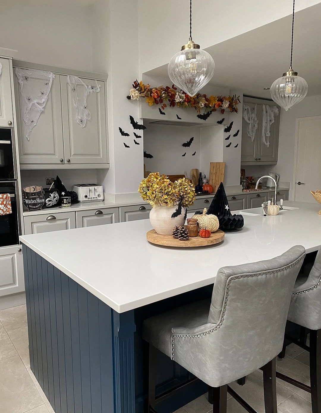 Blue Kitchen Halloween Decor