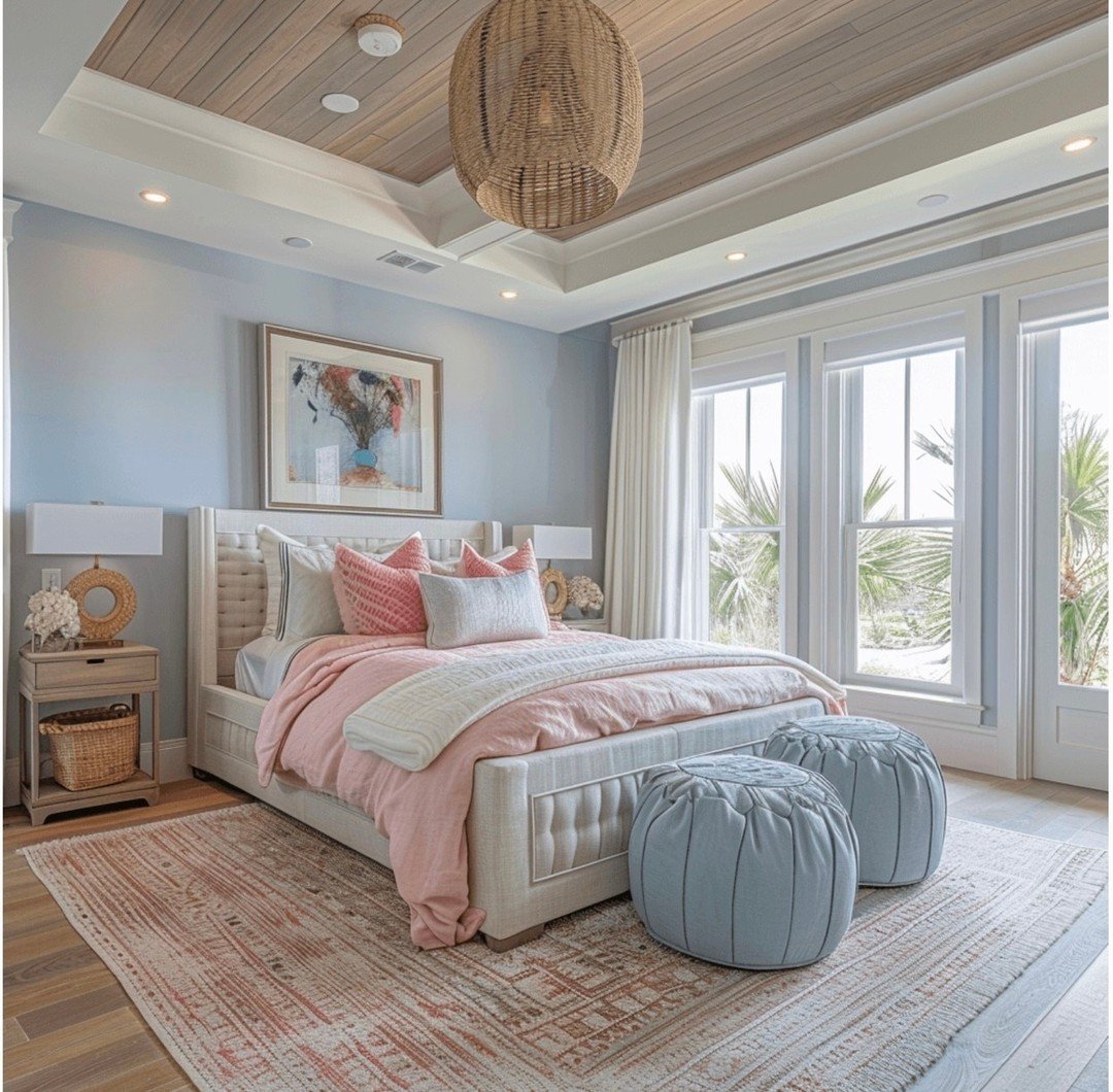 Blush and Blue Coastal Bedroom