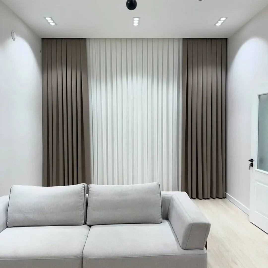 Blush Sheer Curtains Beside Sliding Doors