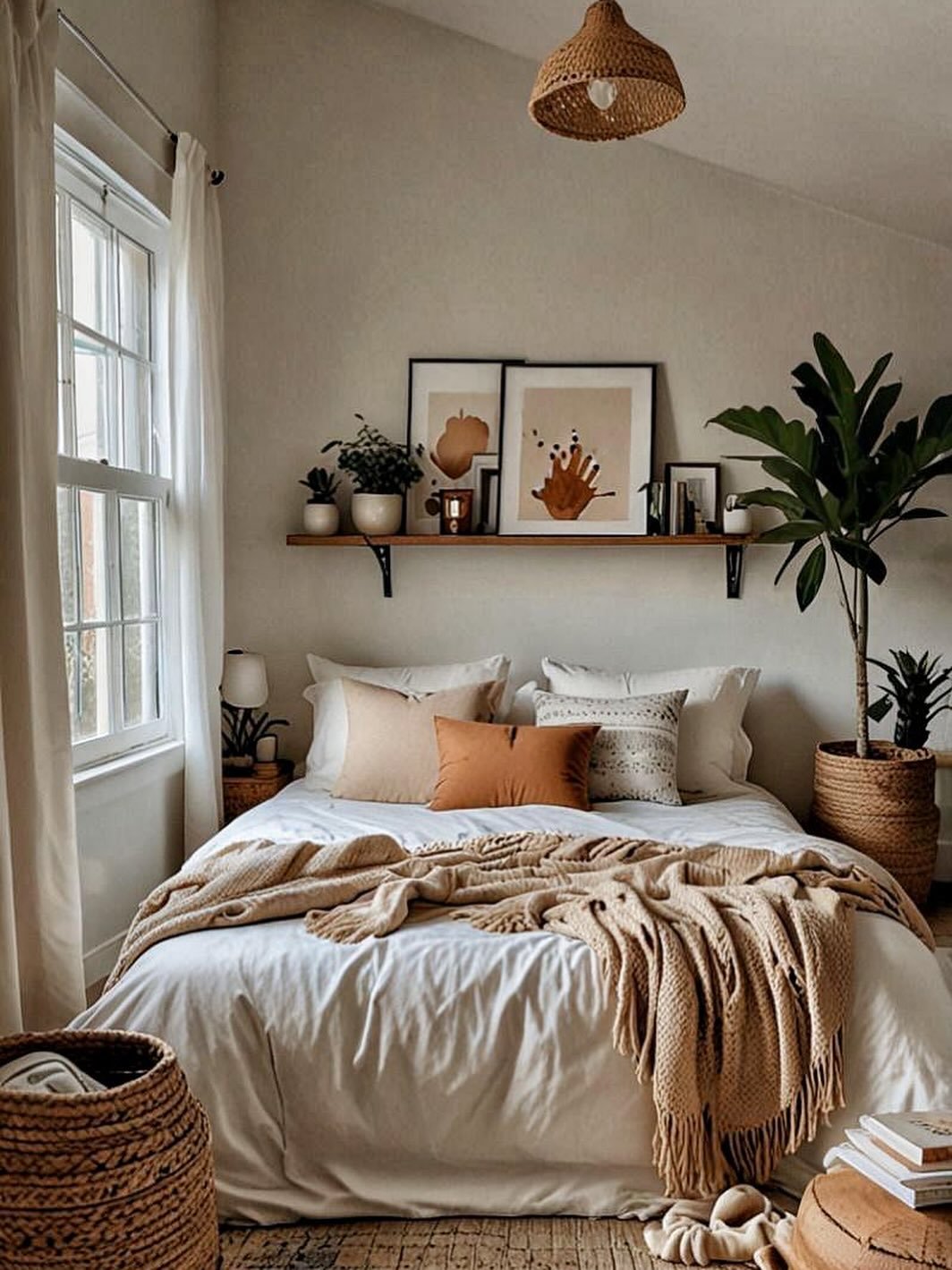 Boho Bedroom Corner Under a Sloped Ceiling
