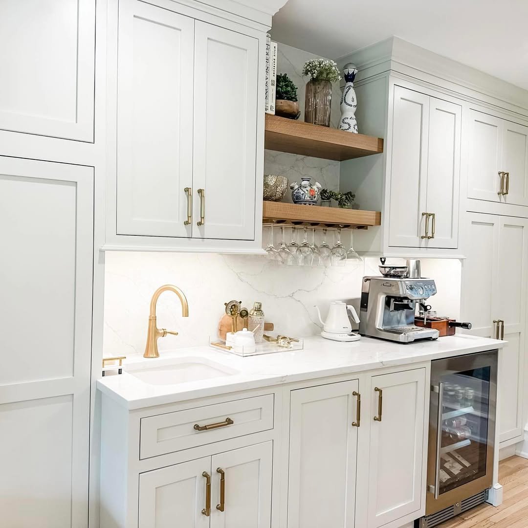 Brass Hardware in a Butler's Pantry