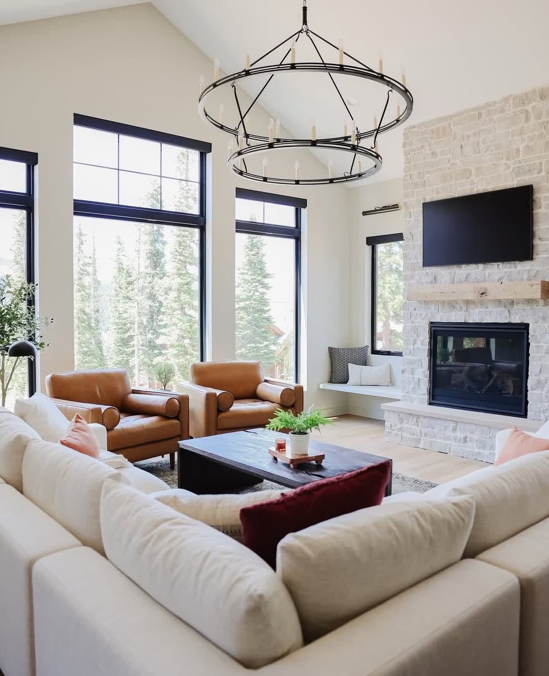 Brick Fireplace in a Vaulted Room