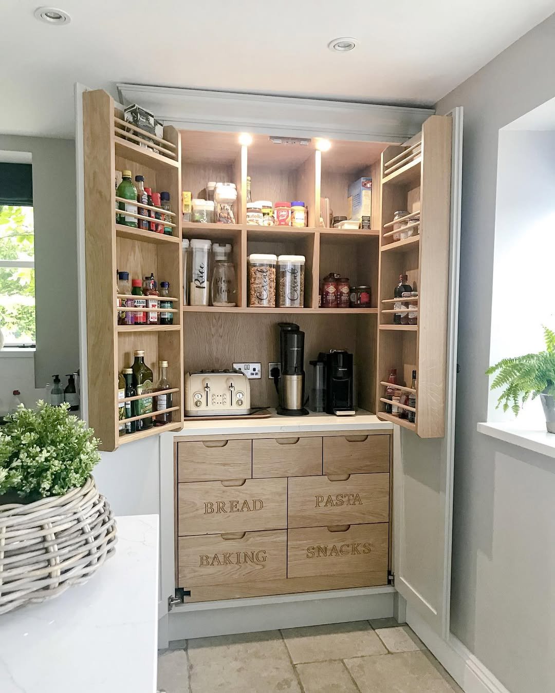 Bright Corner Pantry by the Window