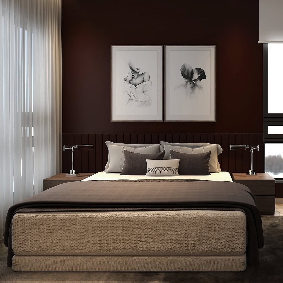 Burgundy Brown Bedroom Idea 24