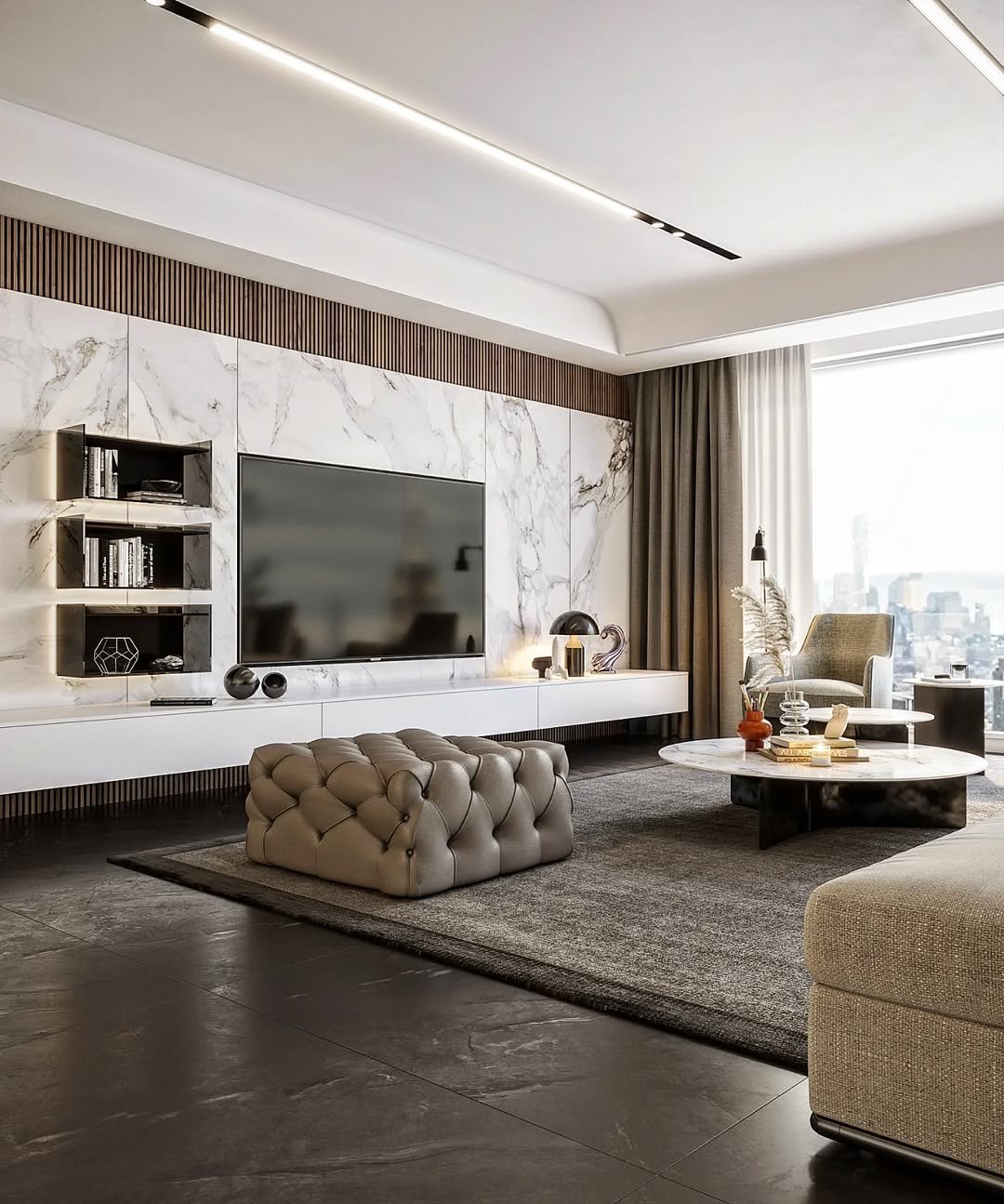 Calacatta Marble TV Wall