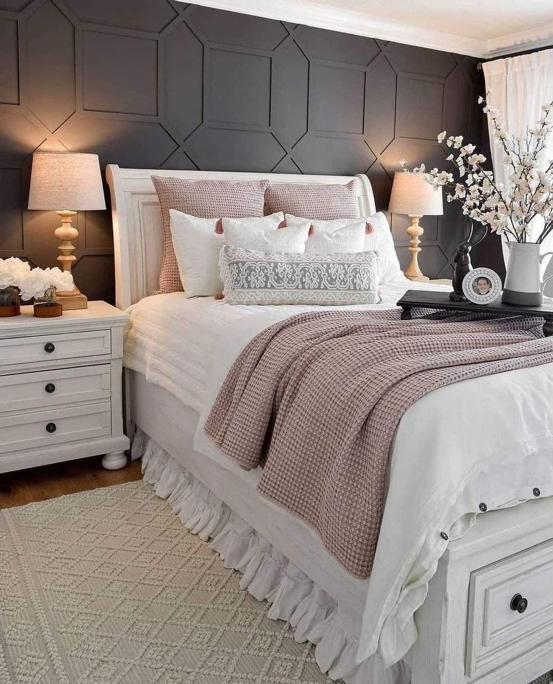 Calm Pink Paneled Bedroom