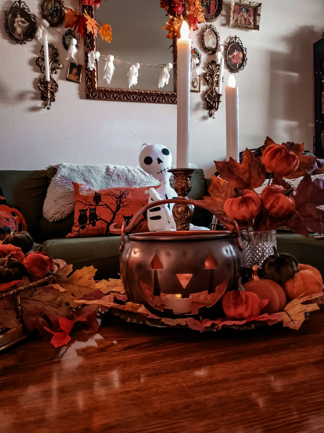 Candle-Integrated Pumpkin Centerpiece