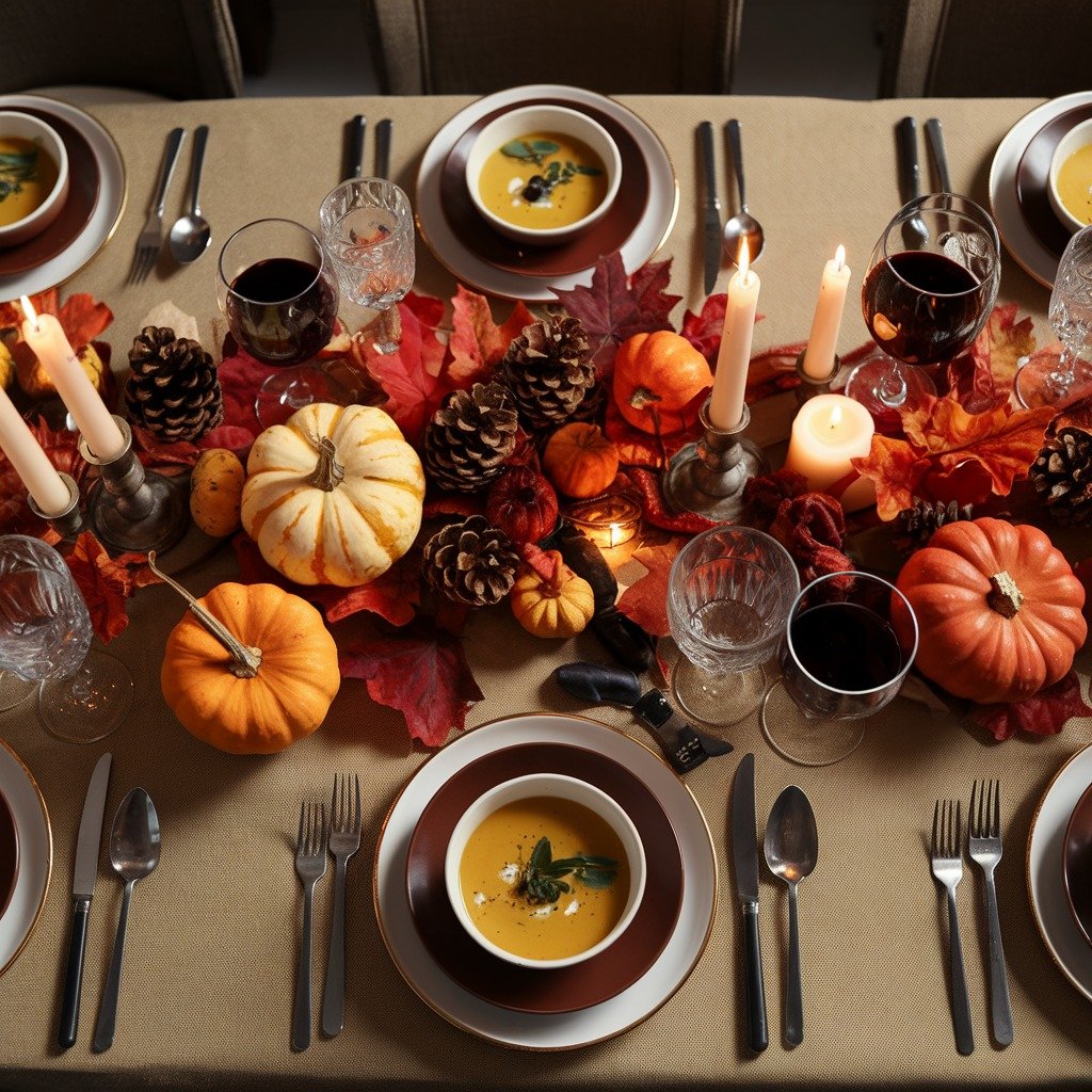 Candlelit Harvest Dinner Table