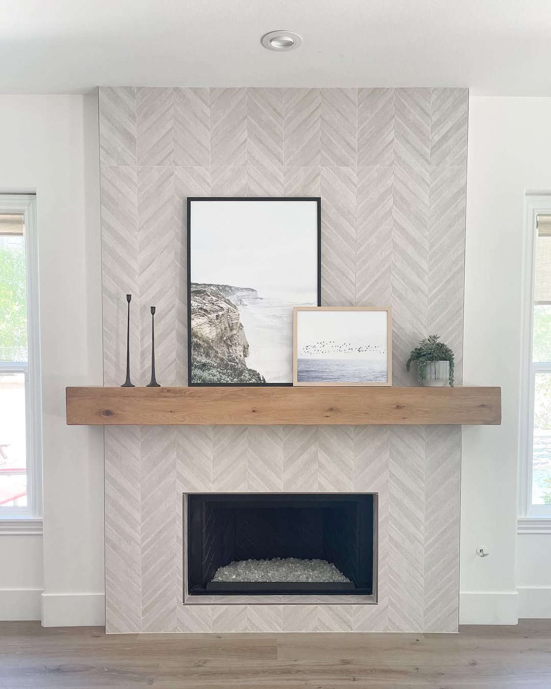 Chevron Tile Fireplace