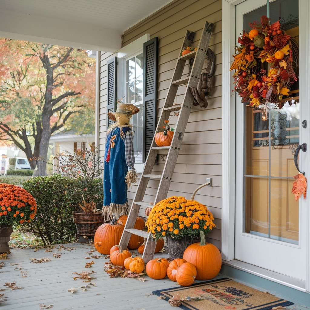 Classic Fall Scarecrow Porch