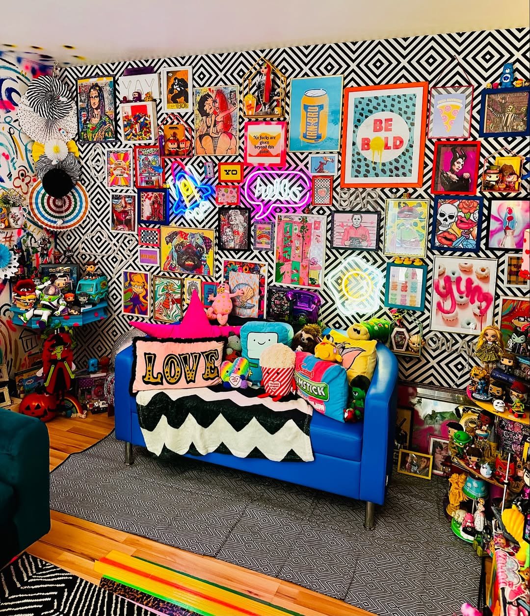 Cobalt Loveseat and Collectible Figures