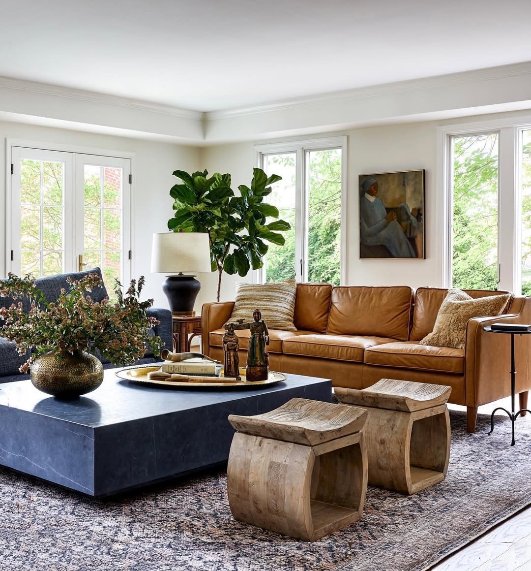 Cognac Leather Sofa Living Room