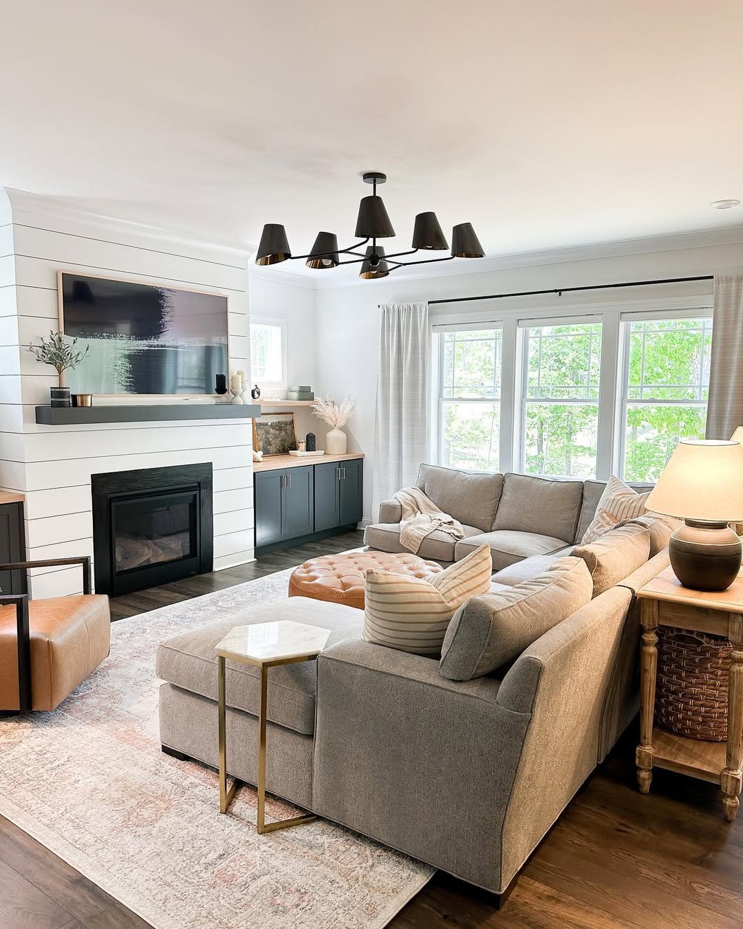 Comfort by a Shiplap Fireplace